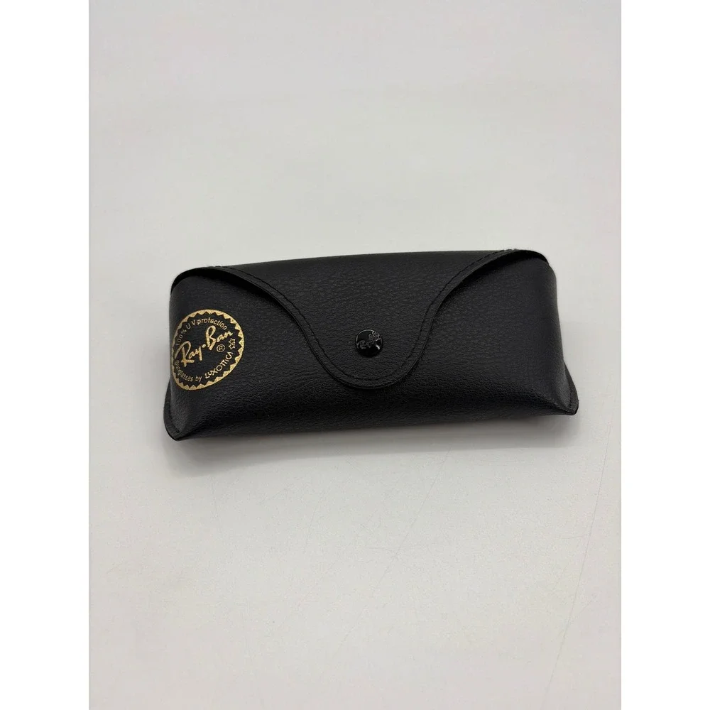Ray-Ban Black Pebbled Leather Sunglasses Case with Microfiber Cleaning Cloth
